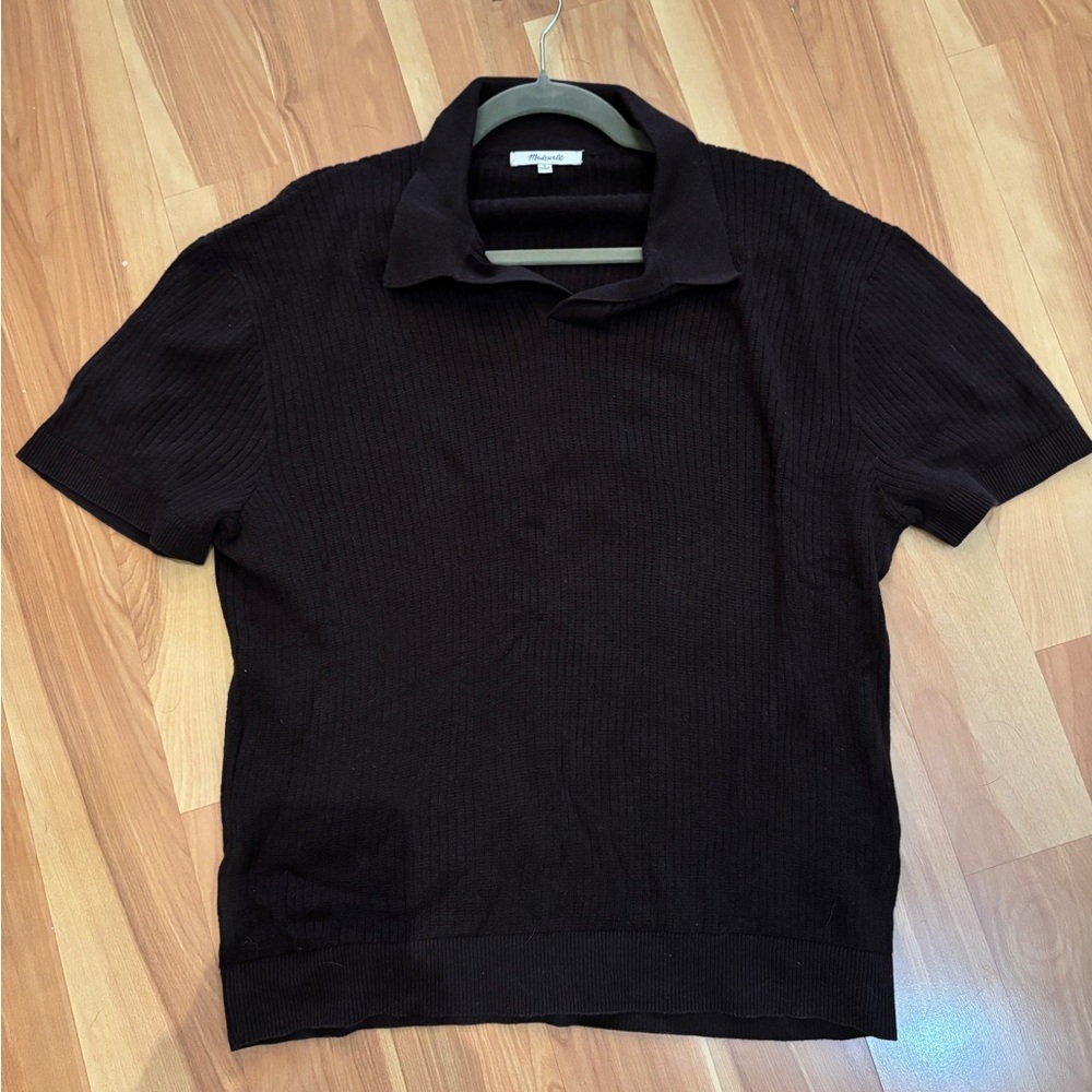 Madewell Men’s Espresso Brown Ribbed Polo Top